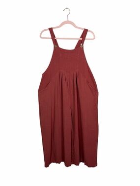 TARSE XL Wide Leg Jumpsuit Romper Rust Boho Overalls Palazzo Pants Pockets Flowy